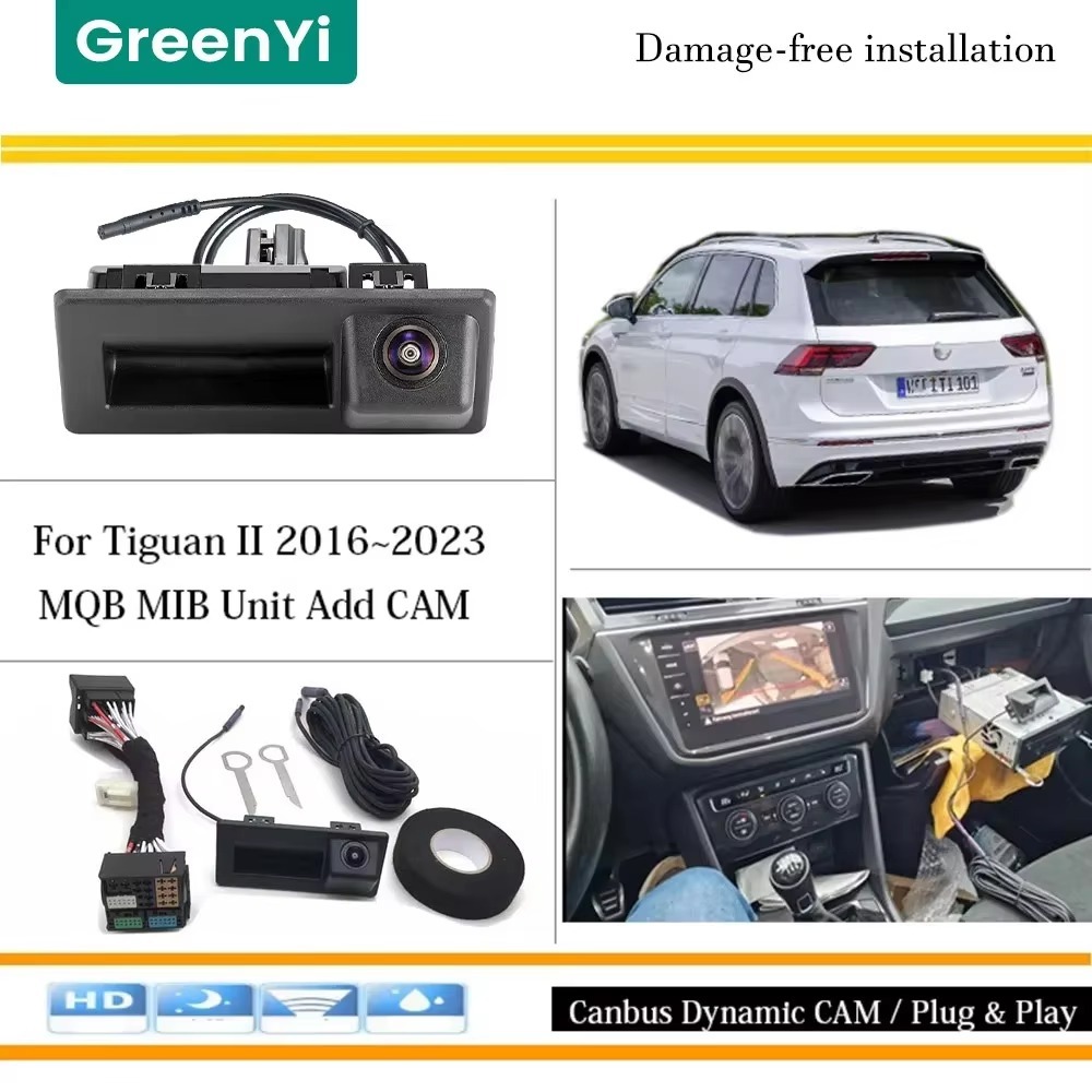 Canbus Dynamic Camera For VW Tiguan II 2016 to 2023 Car Rear View Camera Reversing CAM For MIB Unit HD Night Vision Plug & Play