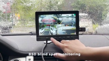 AI Smart Blind Spot Radar Alarm 7'' Car Monitor AHD 4CH Split Screen DVR Recorder For Truck Bus RV Vans SUV Trailer IR Camera