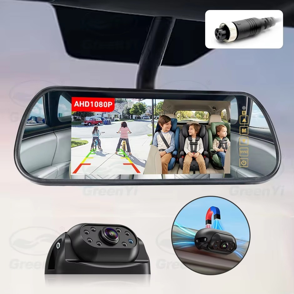 7 inch IPS HD AHD Mirror Monitor Car Magnetic Rear Camera 1080P Waterproof Adjust Angle Night Vision for Truck Vehicle