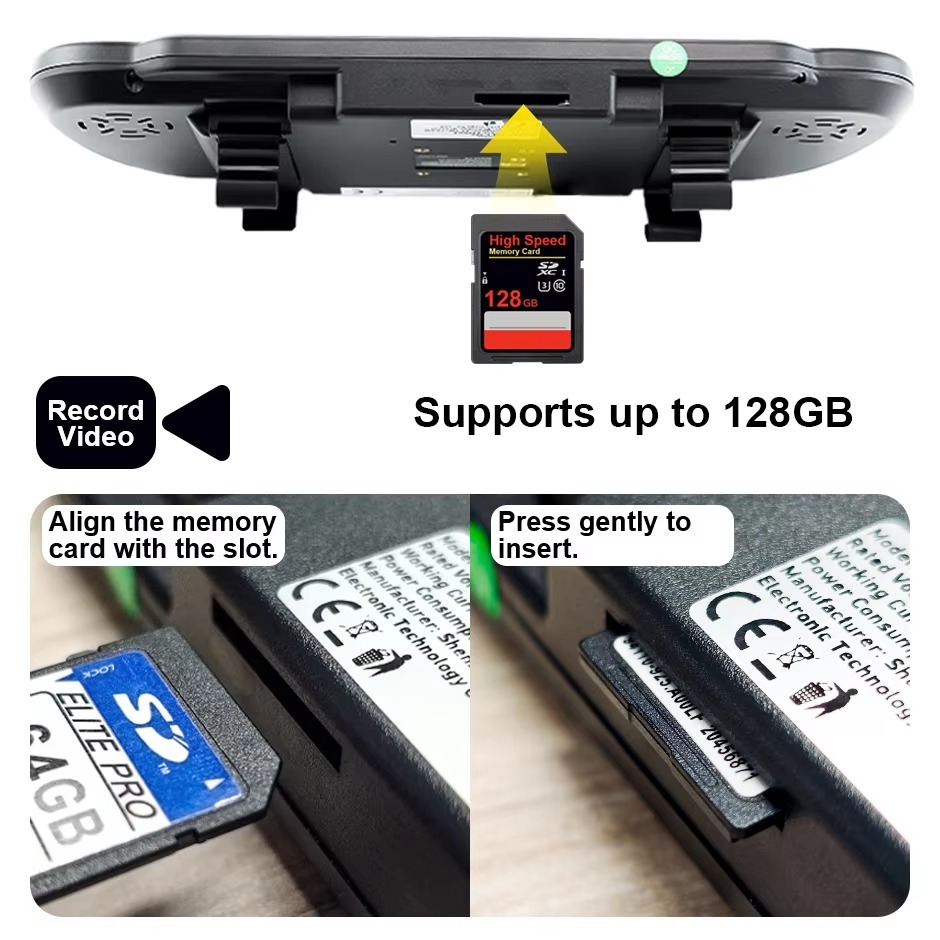 1080P 7 Inch AHD Car Rear Mirror DVR Monitor IPS Touch Keys Support Front Rear Camera 2 Channels Video Recording