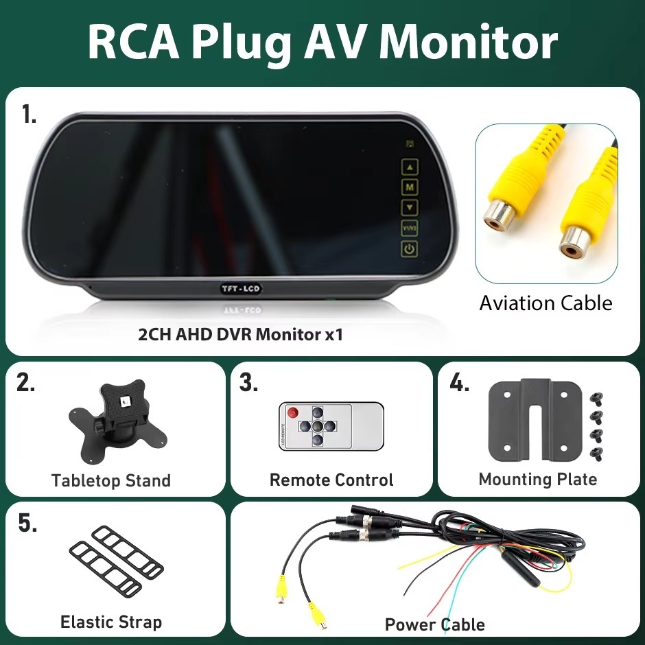 1080P 7 Inch AHD Car Rear Mirror DVR Monitor IPS Touch Keys Support Front Rear Camera 2 Channels Video Recording