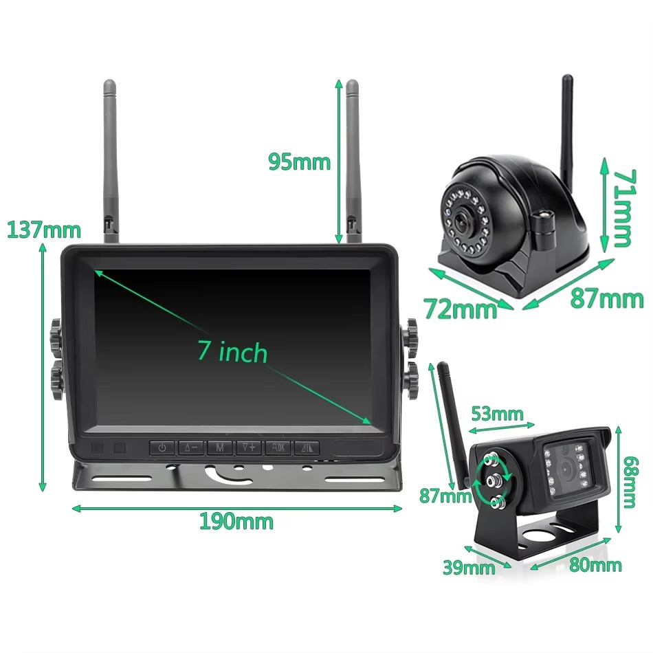 GreenYi Wireless AHD 7 inch DVR Monitor 1080P High Definition Night Vision Reverse Backup Recorder Wifi Camera For Bus Car Truck