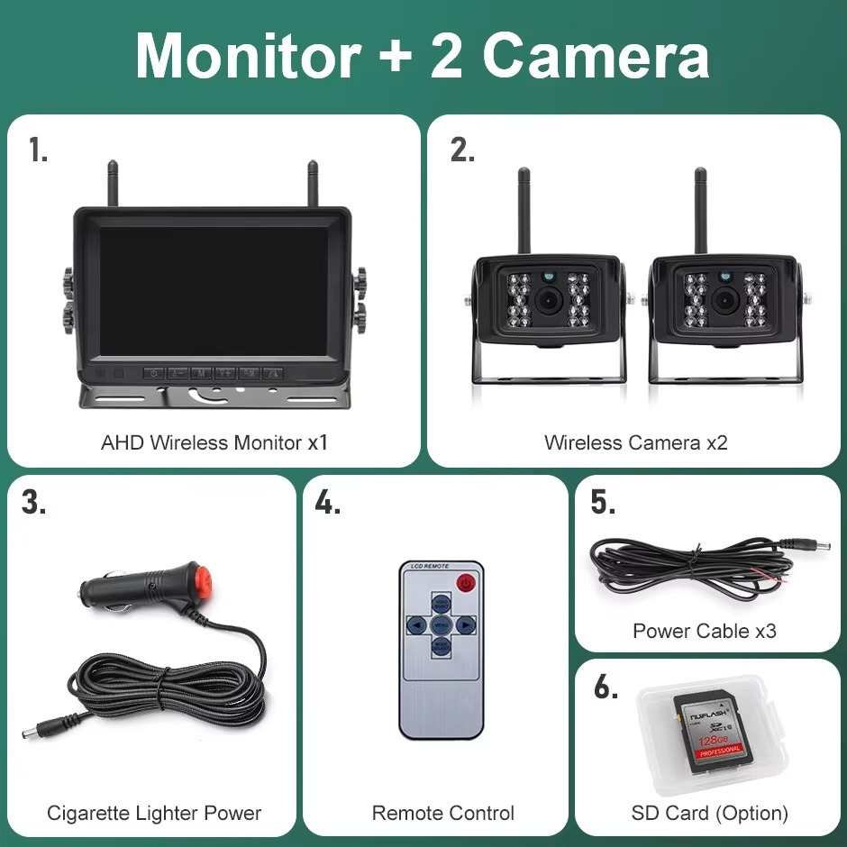 GreenYi Wireless AHD 7 inch DVR Monitor 1080P High Definition Night Vision Reverse Backup Recorder Wifi Camera For Bus Car Truck