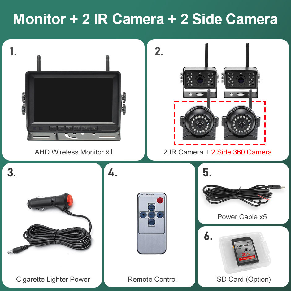 GreenYi Wireless AHD 7 inch DVR Monitor 1080P High Definition Night Vision Reverse Backup Recorder Wifi Camera For Bus Car Truck