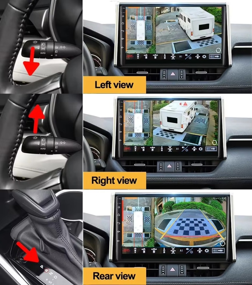 10.1 Inch AHD 1080P AI 360 Bird View Monitor with Camera For Truck Bus Van Sweeper Harvester Excavator DVR Panorama BSD System