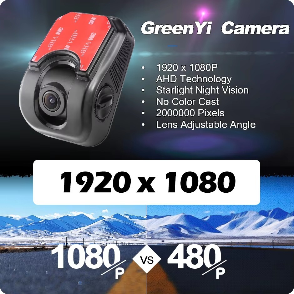 GreenYi AHD1080 Universal Car Windshield Front View Camera High Definition Starlight Night Vision Adjustable Angle For Bus Truck