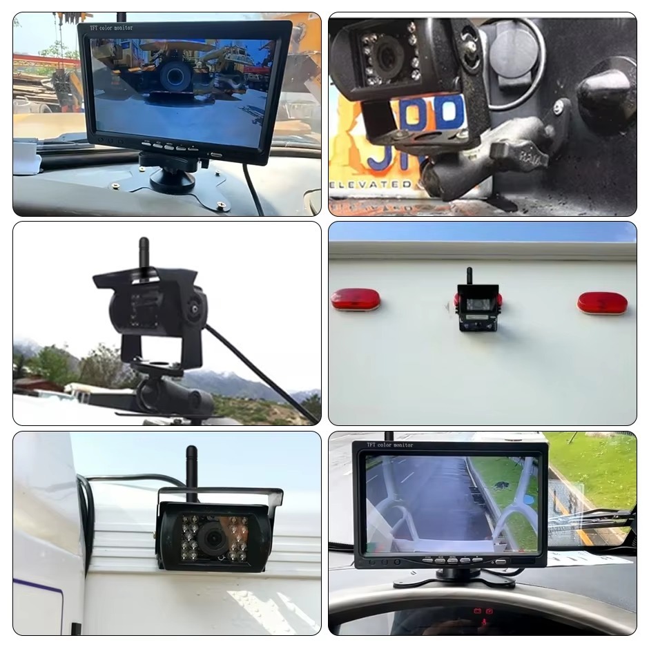 GreenYi Wireless 7'' BSD Car Monitor Screen Rear View Camera For Truck Bus RV Trailer Excavator Rearview Image 12V-24V Display