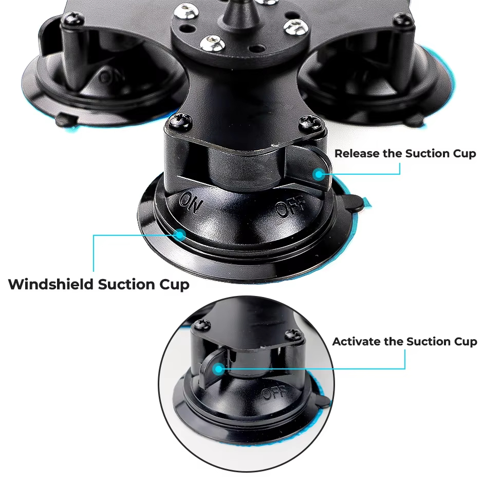 GreenYi New Super Heavy-Duty 3 Suction Cup Holder Car Adjustable Iron Bracket For Car/Desktop Monitor, Easy Install Up to 5kg
