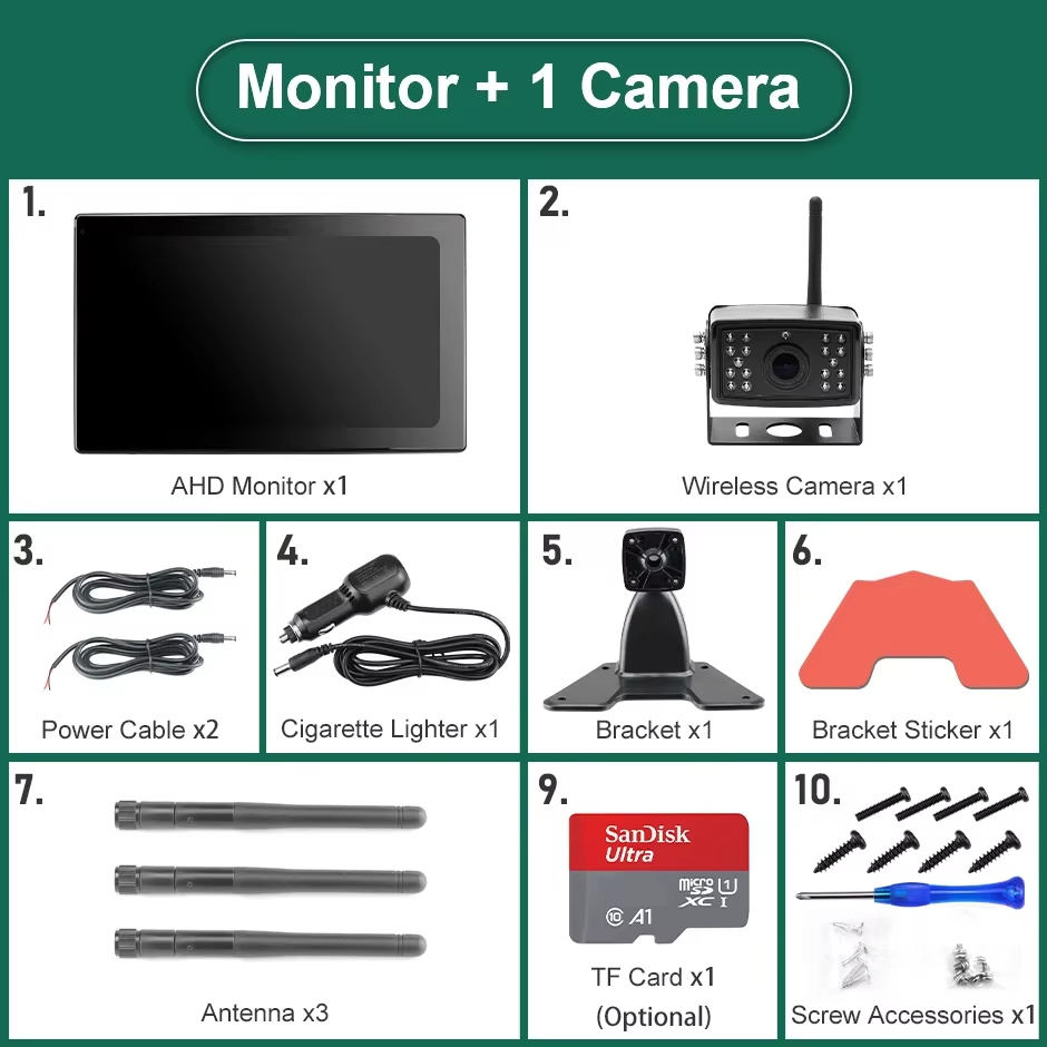 GreenYi 10 Inch AHD Digital Wireless Touch Screen DVR Record Backup IR Camera WiFi 4CH Car Monitor For Truck/Trailer/Bus/RVs/SUV