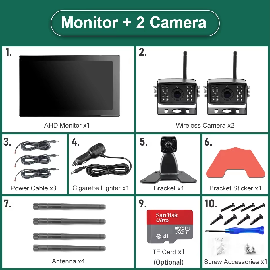 GreenYi 10 Inch AHD Digital Wireless Touch Screen DVR Record Backup IR Camera WiFi 4CH Car Monitor For Truck/Trailer/Bus/RVs/SUV