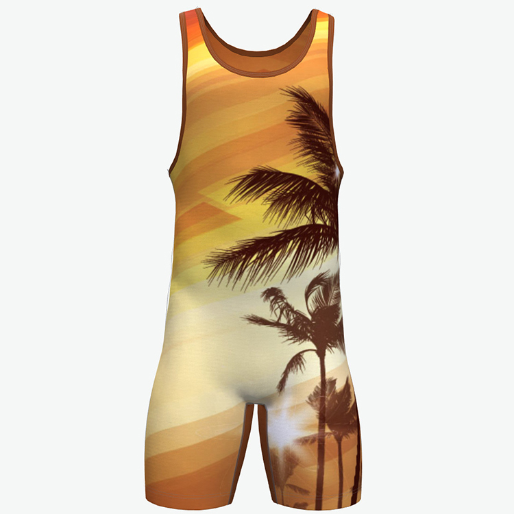 100% polyester OEM Custom Logo Wrestling Singlet