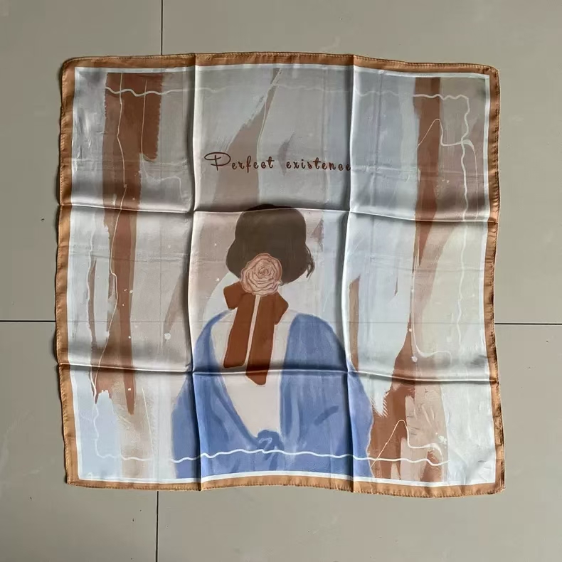 Custom Digital Printing Scarf Polyester Silk silk-like Satin Scarf for Women OEM ODM
