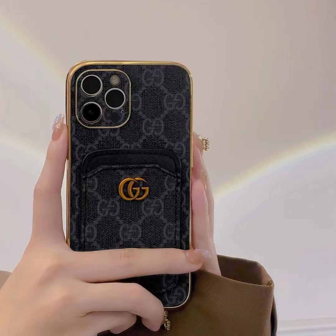 ブランド GUCCI モノグラム柄 iPhone14proスマホケース 贅沢ロゴカード