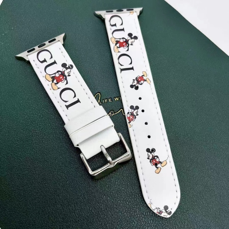 GUCCI ブランド アップルウォッチ 7/6 革ベルト 高級感 オシャレ グッチ コラボ Disney apple watch SE 交換ストラップ 大人気 かわいい Apple Watch 交換バンド 耐衝撃 ミッキマウス 男女愛用