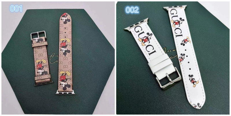 GUCCI ブランド アップルウォッチ 7/6 革ベルト 高級感 オシャレ グッチ コラボ Disney apple watch SE 交換ストラップ 大人気 かわいい Apple Watch 交換バンド 耐衝撃 ミッキマウス 男女愛用