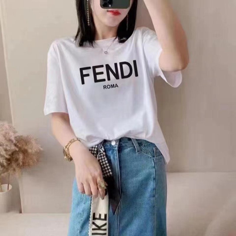 Fendiブランド Tシャツ 夏レディースメンズ ロゴ短袖フェンディ半袖T  