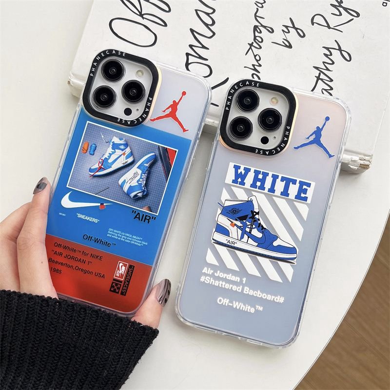 オフホワイトNIKEブランド IPhone 14plus/15/13 Pro Maxケースoff white半透明カバーケース ブランド  ナイキ/ジョーダンブランドアイフォン14 Pro Max/13pro/12スマホケースJordan. Nike IPhone 14 12  Proケース革製 耐衝撃