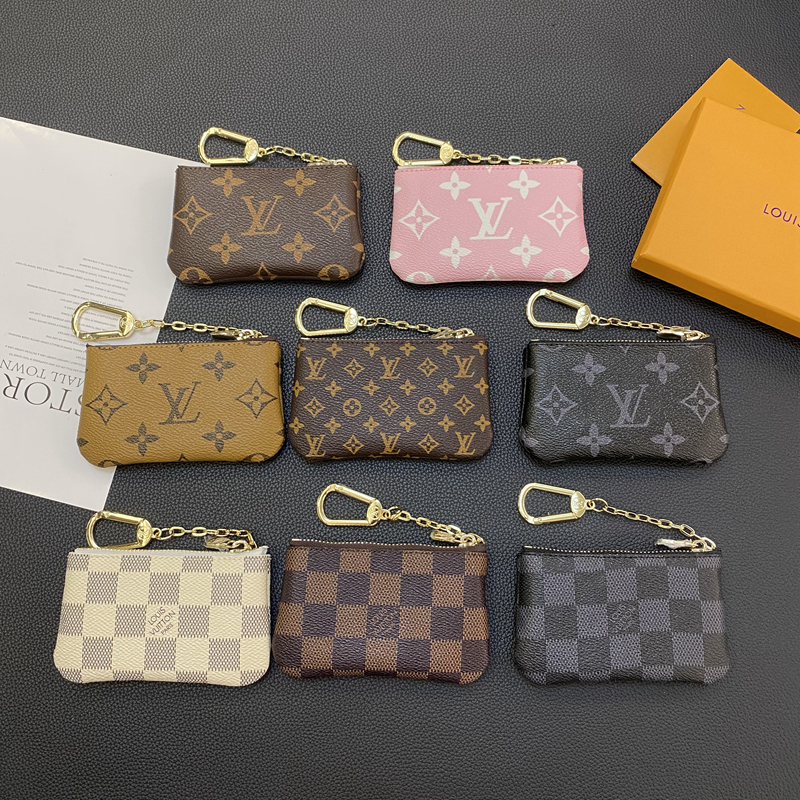 LV ルイヴィトン キーケースコイン収納可 レザーキーホルダー小銭入れ かっこいい 革 レザー カードケース  カラビナ付き携帯便利11*6.5cm小さい 小型 ミニ おしゃれ 紛失防止男女兼用 カー用品ミニ財布サイフセレブ愛用ハイブランドコピー品