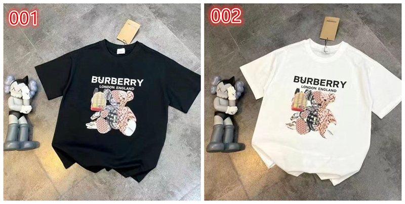 バーバリーburberryブランド Tシャツ 半袖 メンズ シンプル 黒白可愛い熊 丸首 Tシャツ ファッション 男女通用 トレンド感抜群  Burberryカジュアル コットン 着心地よい 大きいサイズ 通気性 着心地よい ハイブランドバーバリー流行り肌触り優しい 通気性セレブ愛用人気  ...