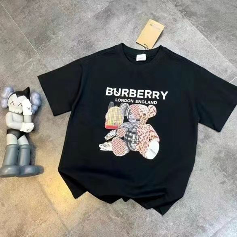 バーバリーburberryブランド Tシャツ 半袖 メンズ シンプル 黒白可愛い熊 丸首 Tシャツ ファッション 男女通用 トレンド感抜群  Burberryカジュアル コットン 着心地よい 大きいサイズ 通気性 着心地よい ハイブランドバーバリー流行り肌触り優しい 通気性セレブ愛用人気  ...