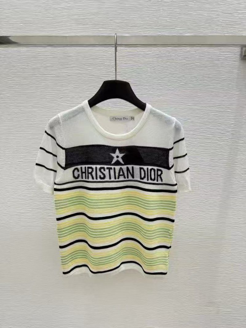 【夏の新作コラボアイテム!】 Dior ニットTシャツ ブランドディオール DiorハイブランドTシャツニット製フレンチ