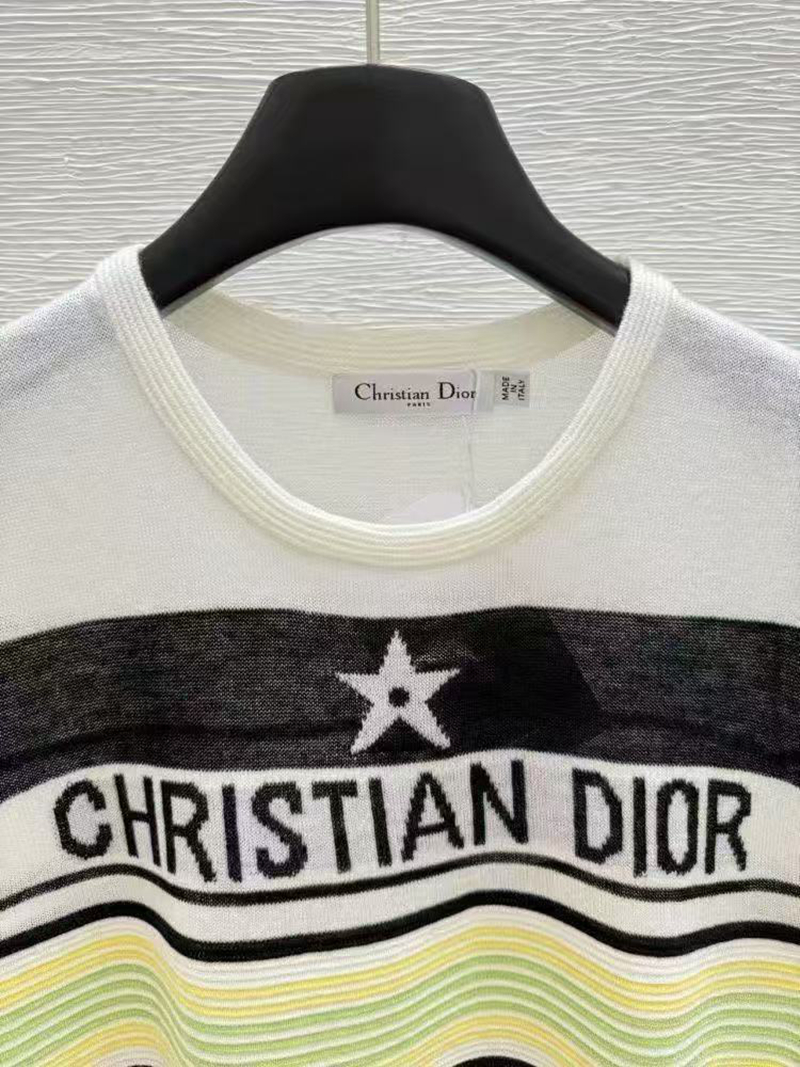 【夏の新作コラボアイテム！】 Dior ニットTシャツ ブランドディオール DiorハイブランドTシャツニット製フレンチ