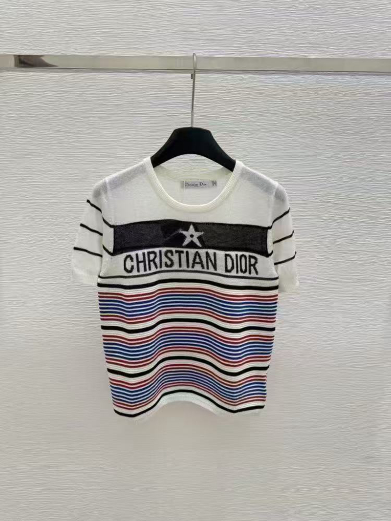 ブランドディオール DiorハイブランドTシャツニット製フレンチ