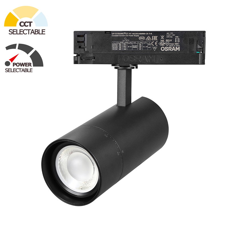 CCT & Power Selectable Zoomable LED Track Light - In-Track Series