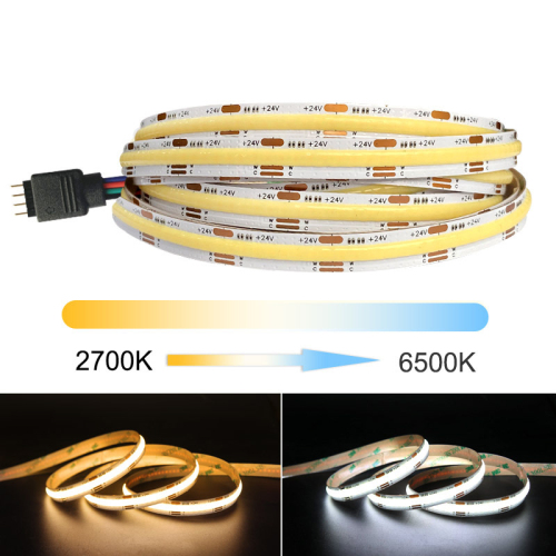 Dual CCT COB LED Strip Light 608 LED, 3000K+6000K 2 in 1 Dual CCT LED