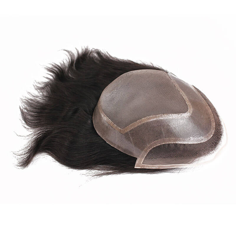 Men's Toupee Human Hair Hairpieces for Men 10x8 inch Thin Skin Hair Replacement System Monofilament Net Base (1b) Toupee For Men