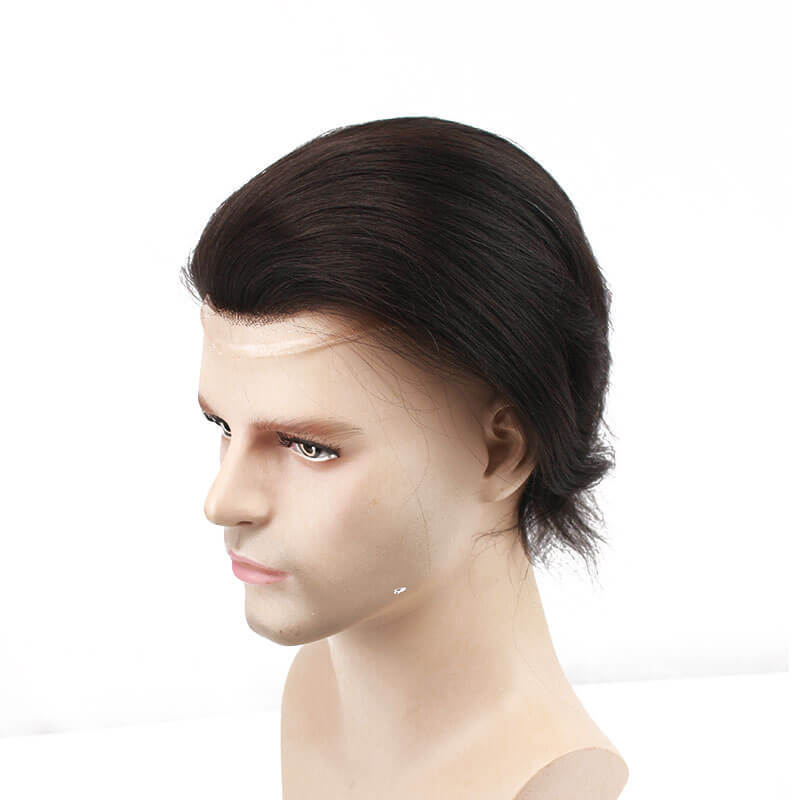 Men's Toupee Human Hair Hairpieces for Men 10x8 inch Thin Skin Hair Replacement System Monofilament Net Base (1b) Toupee For Men
