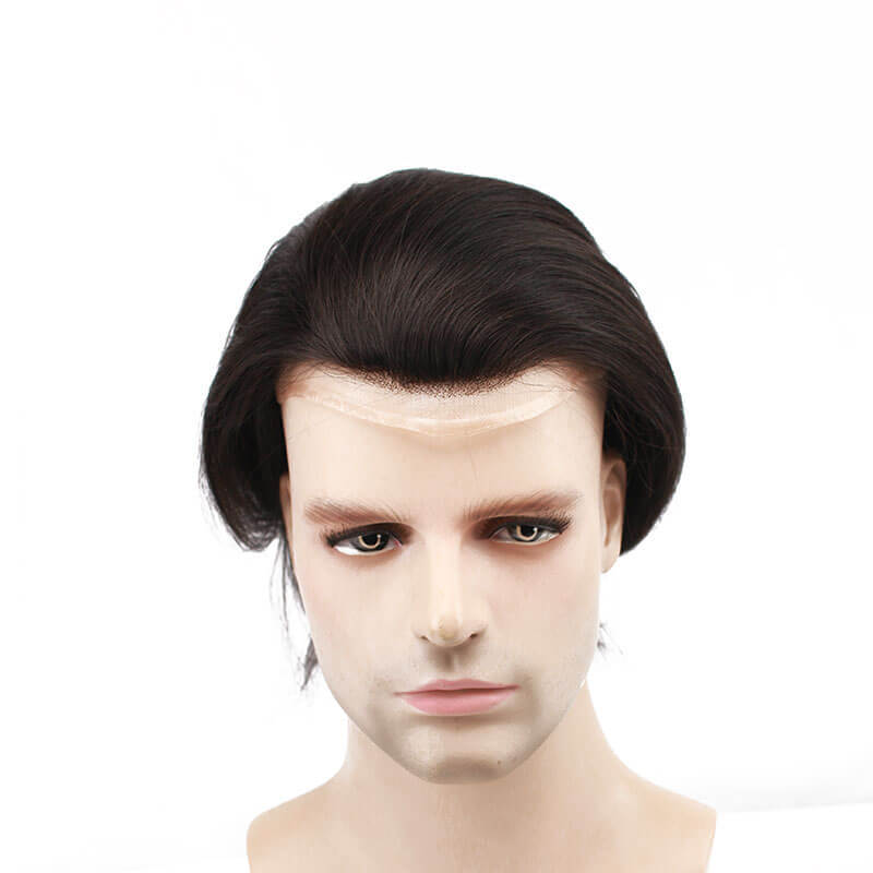 Men's Toupee Human Hair Hairpieces for Men 10x8 inch Thin Skin Hair Replacement System Monofilament Net Base (1b) Toupee For Men