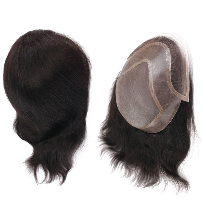 Men's Toupee Human Hair Hairpieces for Men 10x8 inch Thin Skin Hair Replacement System Monofilament Net Base (1b) Toupee For Men