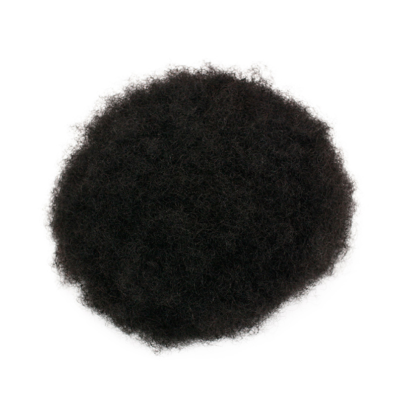African American Wigs 8x10inch African Curly Afro Toupee for Mens Wigs Black Color System 130% Medium Density  Human Hair