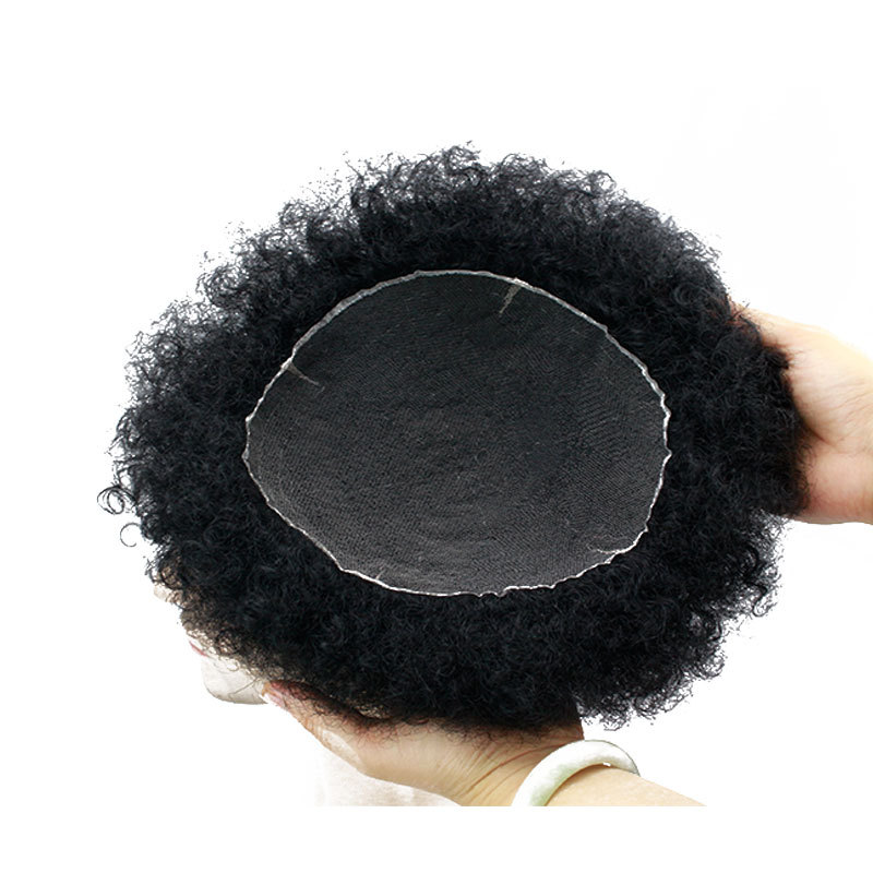 Swiss Lace Human Hair Men's Toupee Size 10x8inch Transparent Invisible Lace System 150% Full Density Natural Black Color Wigs For Men
