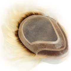 Toupee for Men with Transparent Swiss Lace with PU Around 4T613 Blonde Color 10x8 Brazilian Human Hair Straight Hair Pieces for Men