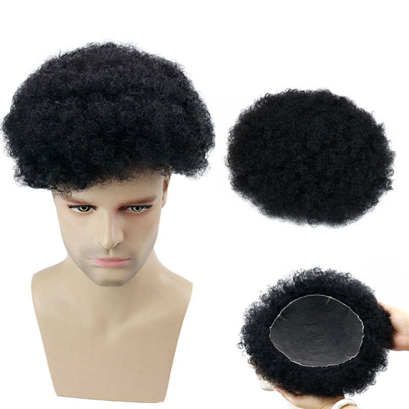 Swiss Lace Human Hair Men's Toupee Size 10x8inch Transparent Invisible Lace System 150% Full Density Natural Black Color Wigs For Men