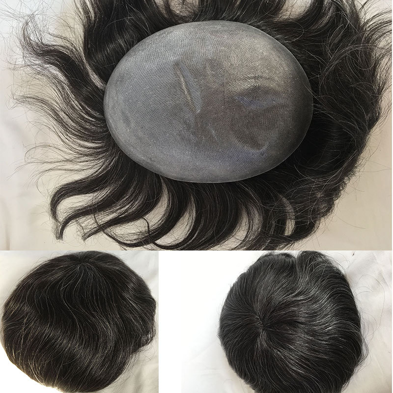 PU Skin Toupee for Men 100% European Human Hair Pieces for Men with 10" x 8" PU Toupee Men's Wigs 21# Blonde Color