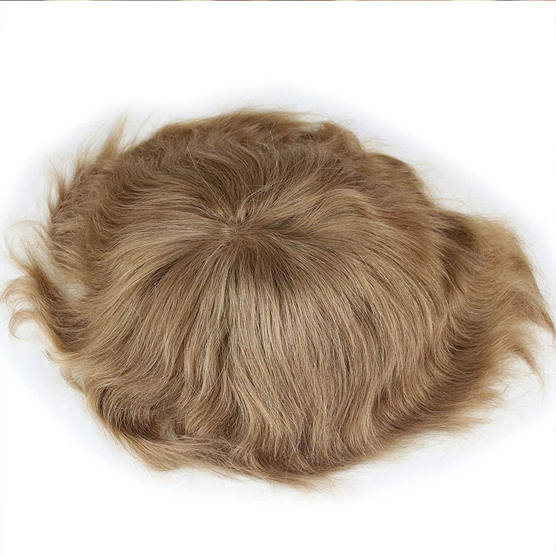Men Wigs Human Hair Piece For Men’s Toupee Ultra Transparent Thin Skin PU Replacement Hair Pieces 10”x8” Base Size #21 Color