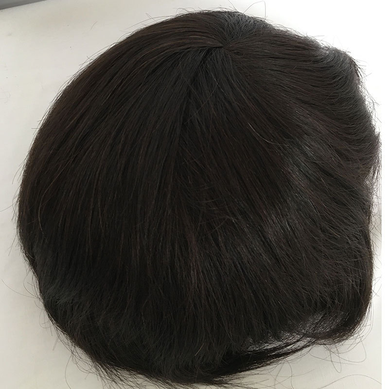 613 Human Hair Men's Toupee Straight Brazilian Hair Wigs For Men Thin Skin PU Base Size 10x8