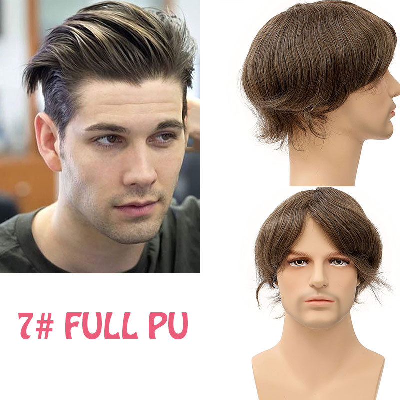 Men Wigs Human Hair Piece For Men’s Toupee Ultra Transparent Thin Skin PU Replacement Hair Pieces 10”x8” Base Size #21 Color