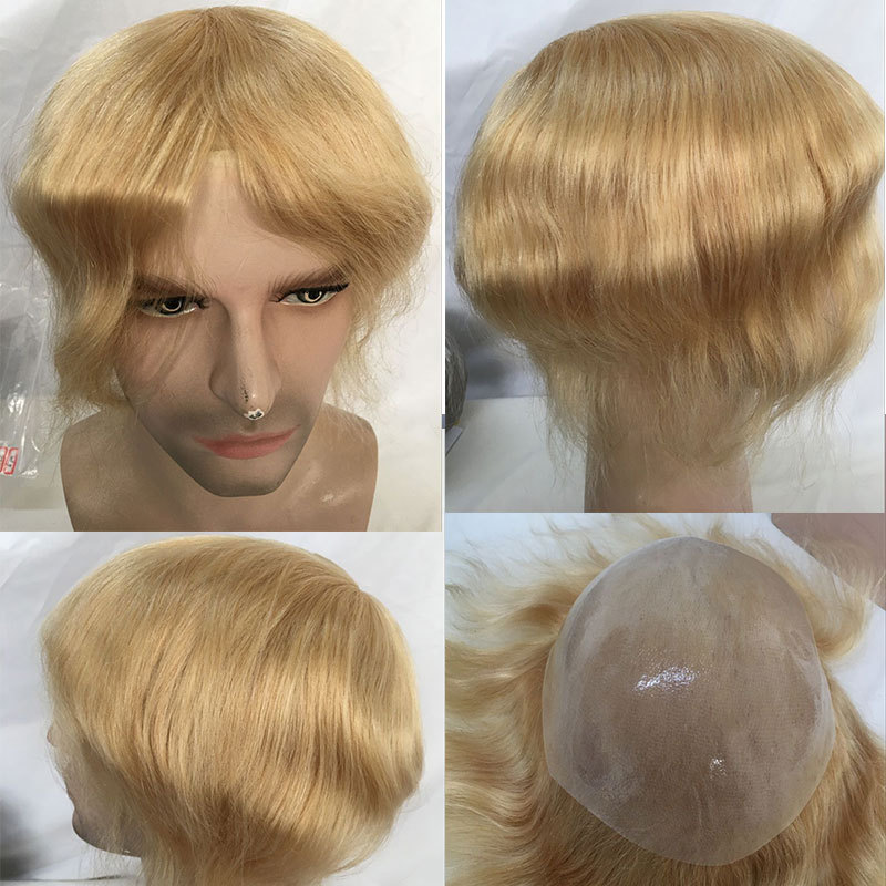 Men Wigs Human Hair Piece For Men’s Toupee Ultra Transparent Thin Skin PU Replacement Hair Pieces 10”x8” Base Size #21 Color