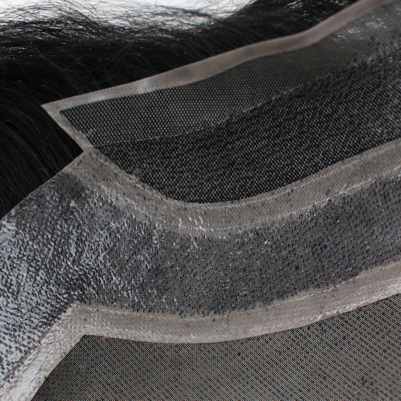 Men's Toupee 10×8 Wigs Human Hair Men Toupee Mono Lace With Npu Around Men's Hair System Color 1B