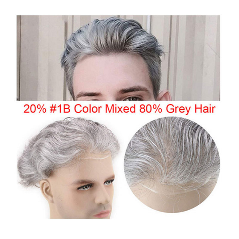Men's Toupee Human Hair Hairpieces for Men 10x8 inch Thin Skin Hair Replacement System Monofilament Net Base (1b) Toupee For Men