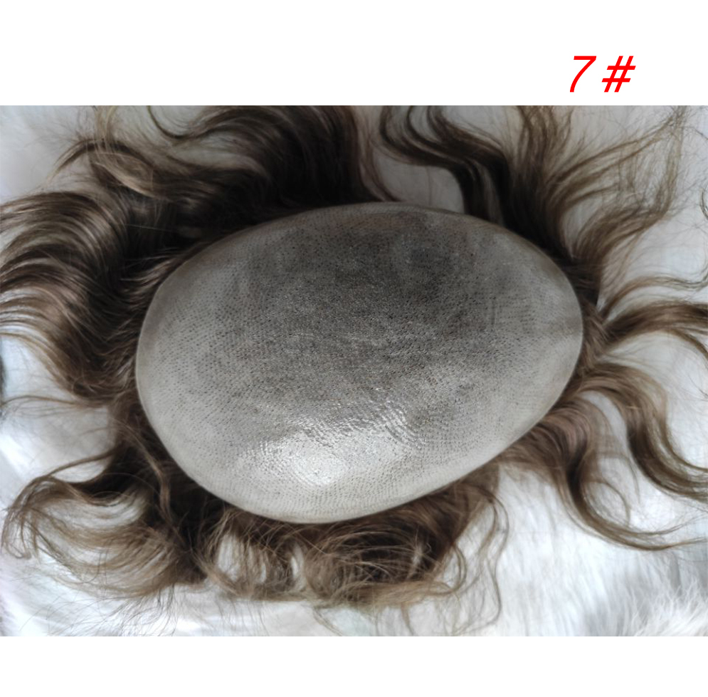 Men Wigs Human Hair Piece For Men’s Toupee Ultra Transparent Thin Skin PU Replacement Hair Pieces 10”x8” Base Size #21 Color