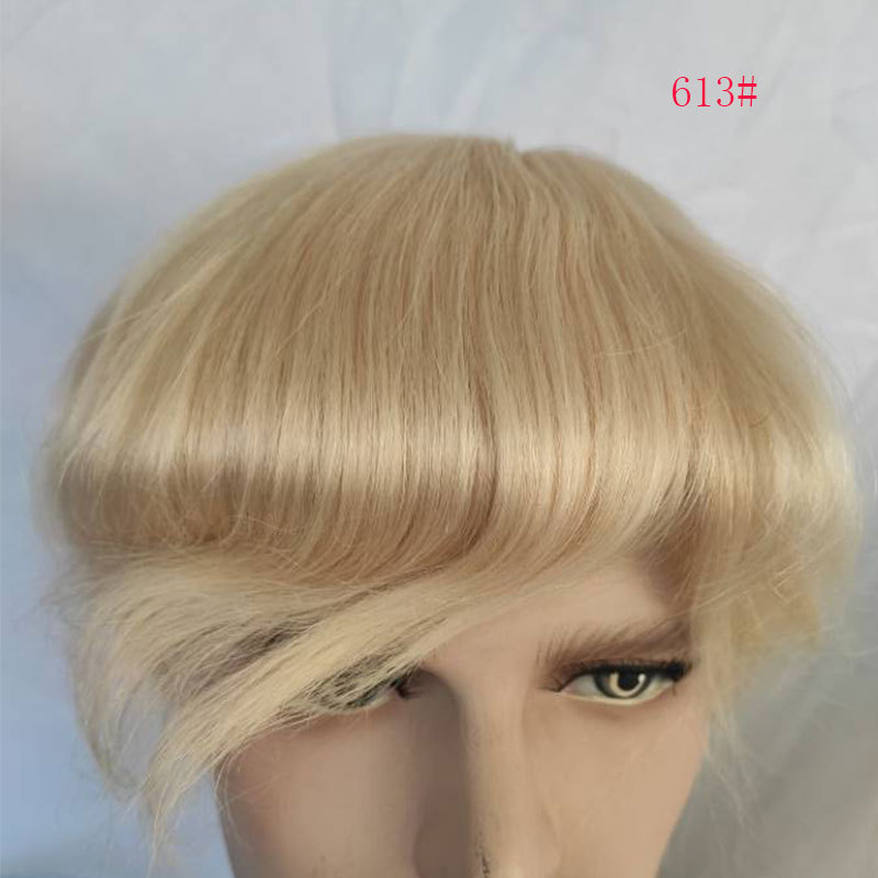 613 Human Hair Men's Toupee Straight Brazilian Hair Wigs For Men Thin Skin PU Base Size 10x8 Fast Shipping