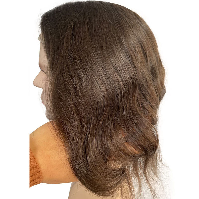 Men’s Toupee Soft Thin Skin PU whit Lace Frontal 10x8inch Hair Replacement for Men's Hairpiece 100% European Human Hair Pieces for Man #4 Color