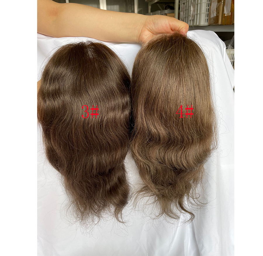 12" Long Hair Men's Toupee Hair Replacement Systems Swiss Lace Front Hairpieces Thin Skin PU V-looped 10"x8" Base Size (#3 Dark Brown Color)