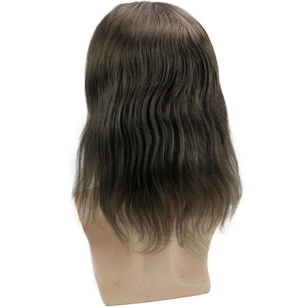 Men's Toupee 12''Long Toupee Hair 100% Virgin Human Hair Mono Lace with PU Replacement for Men wiga Straight 10"x8" Base Size 4# Color