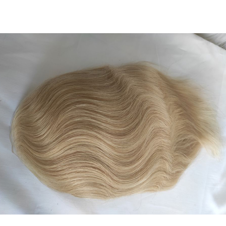 Men's Toupee Hairpieces Replacement System For Men PU Base With Frontal Swiss Lace Net 100% European Virgin Human Hair 10x8 "Base Size 4TBlonde Color